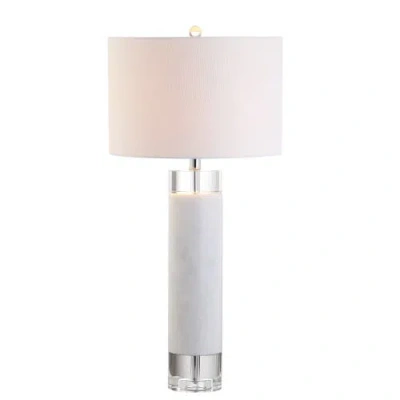 Jonathan Y Designs Hunter 32in Marble & Crystal Table Lamp In White/clear