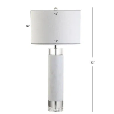 Jonathan Y Designs Hunter 32in Marble & Crystal Table Lamp In White/clear