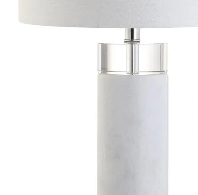 Jonathan Y Designs Hunter 32in Marble & Crystal Table Lamp In White/clear