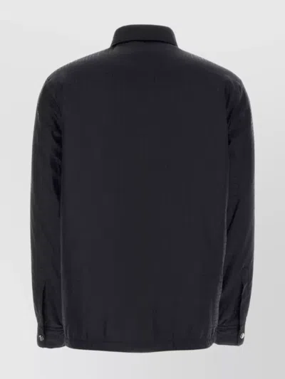 Balmain Padded Nylon Shirt With Buttoned Cuffs In Black