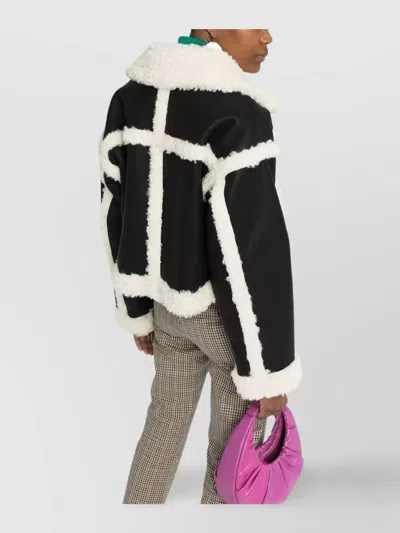 Stand Studio Double Breasted Faux Shearling Kristy Jacket In Black