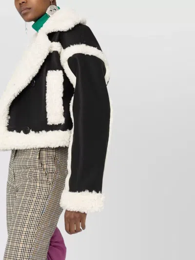 Stand Studio Double Breasted Faux Shearling Kristy Jacket In Black