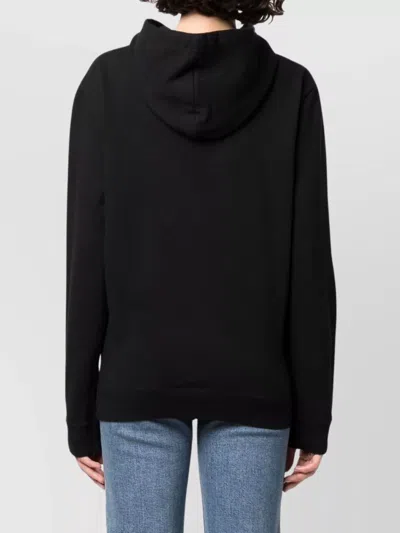 Saint Laurent Black Logo-print Cotton Hoodie In Black