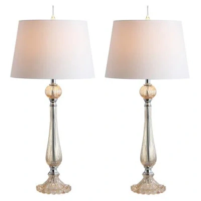 Jonathan Y Chloe 32.5" Glass Led Table Lamp (set Of 2) In Champagne