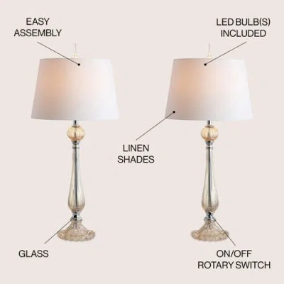 Jonathan Y Chloe 32.5" Glass Led Table Lamp (set Of 2) In Champagne