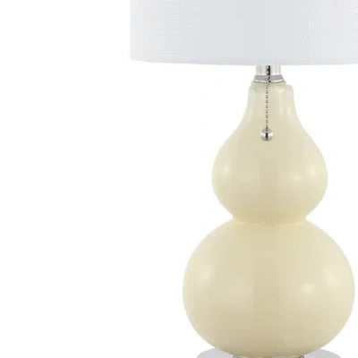 Jonathan Y Cora 22" Classic Vintage Glass Led Table Lamp With Usb Charging Port In Cream