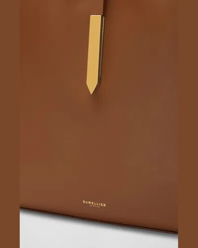 Demellier Tokyo Midi Leather Shoulder Bag In Tan Smooth