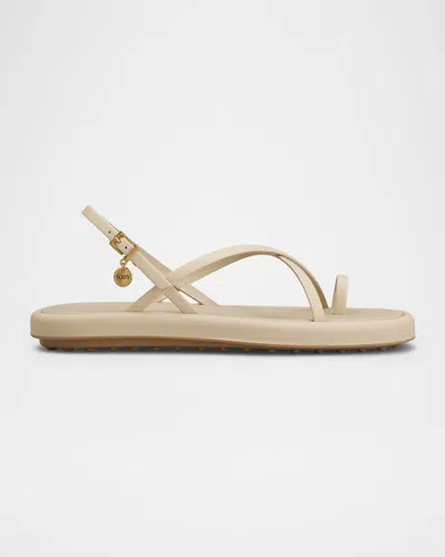 Tod's Multi-strap Leather Toe-loop Sandals In Stucco