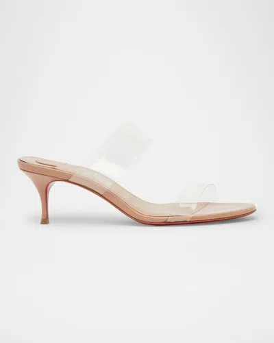 Christian Louboutin Just Nothing Clear Red Sole Slide Sandals In Neutral