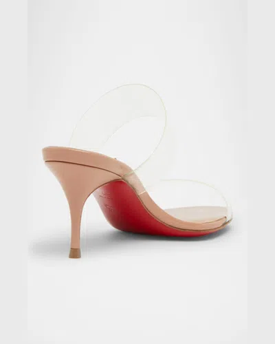 Christian Louboutin Just Nothing Clear Red Sole Slide Sandals In Neutral