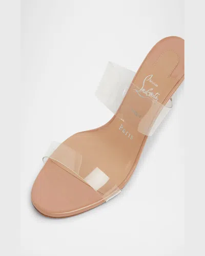 Christian Louboutin Just Nothing Clear Red Sole Slide Sandals In Neutral