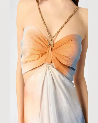 Maje Ryedine Cutout Maxi Dress In Blue Tie Dye Print