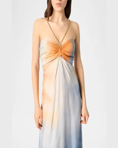 Maje Ryedine Cutout Maxi Dress In Blue Tie Dye Print