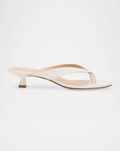 Stuart Weitzman 35mm Rio Sleek Patent Leather Thong Sandals In White