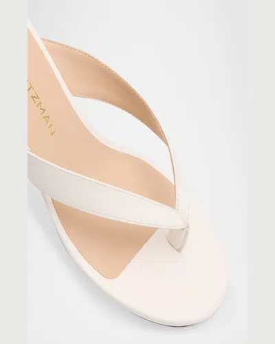 Stuart Weitzman 35mm Rio Sleek Patent Leather Thong Sandals In White