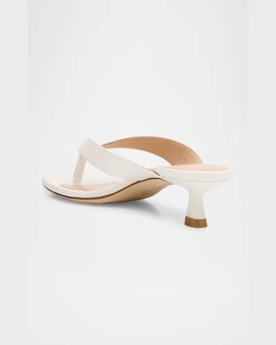Stuart Weitzman 35mm Rio Sleek Patent Leather Thong Sandals In White