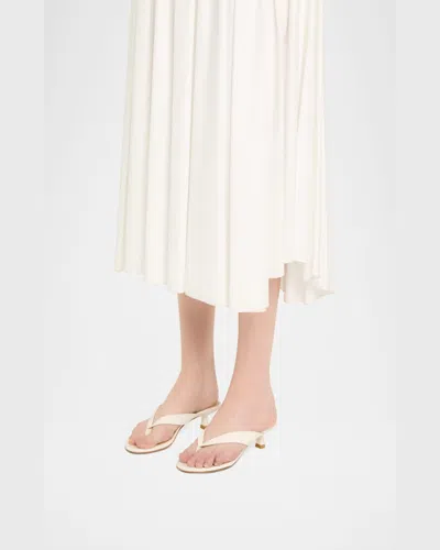 Stuart Weitzman 35mm Rio Sleek Patent Leather Thong Sandals In White