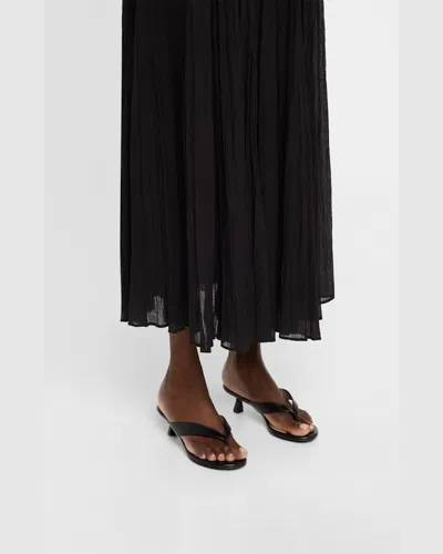 Stuart Weitzman Rio Leather Kitten-heel Thong Sandals In Black