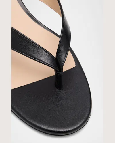 Stuart Weitzman Rio Leather Kitten-heel Thong Sandals In Black
