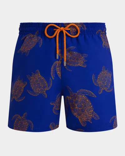 Vilebrequin Moorea Swim Shorts Turtles Print In Blue