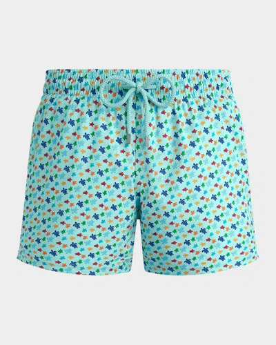 Vilebrequin Moorise Straight-leg Mid-length Printed Swim Shorts In Blue