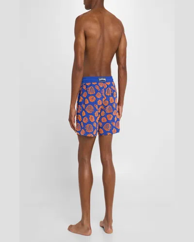 Vilebrequin Mens Marrakech Moorea Graphic-print Swim Shorts Xxl In Blue