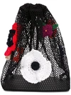 CHRISTOPHER KANE crochet flower mesh backpack,WOOL100%