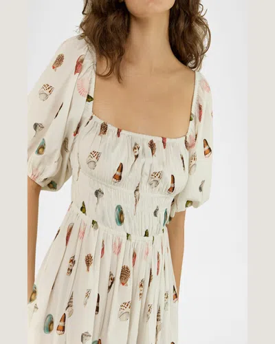 Palm Noosa Flora Seashell-print Cotton Mini Dress In Sardinia Shell