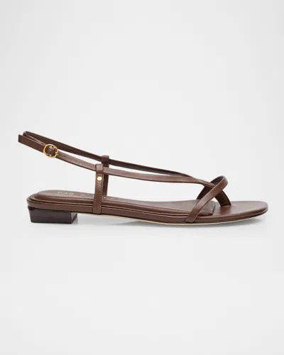 Rag & Bone Giselle Leather Thong Slingback Sandals In Silver