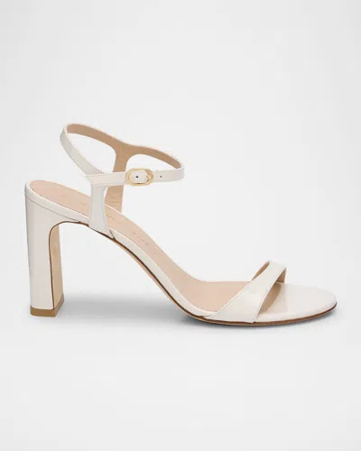 Stuart Weitzman Babette Patent Leather Ankle-strap Sandals In Cream