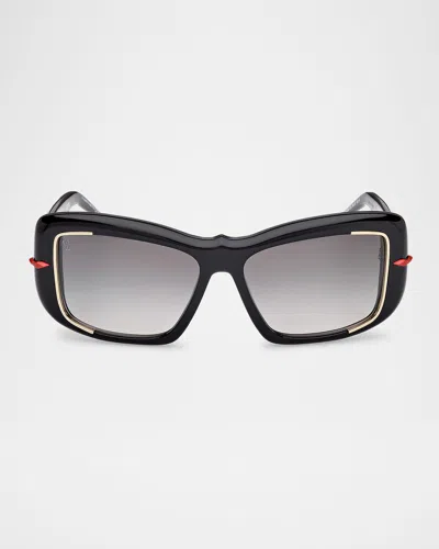Christian Louboutin Square Acetate Sunglasses In Black