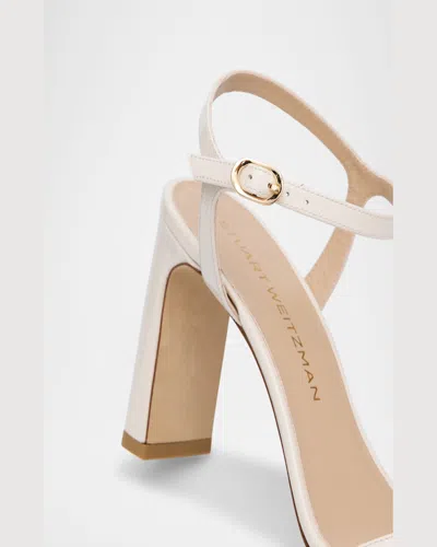 Stuart Weitzman Babette Patent Leather Ankle-strap Sandals In Cream