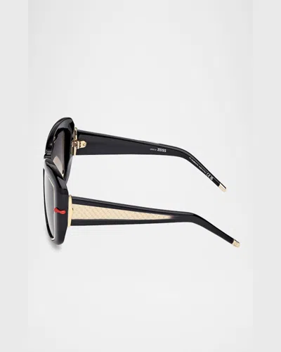 Christian Louboutin Square Acetate Sunglasses In Black
