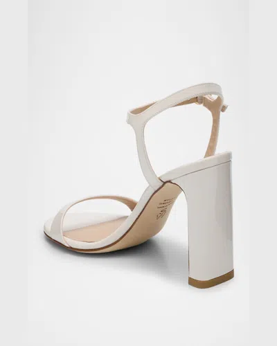 Stuart Weitzman Babette Patent Leather Ankle-strap Sandals In Cream