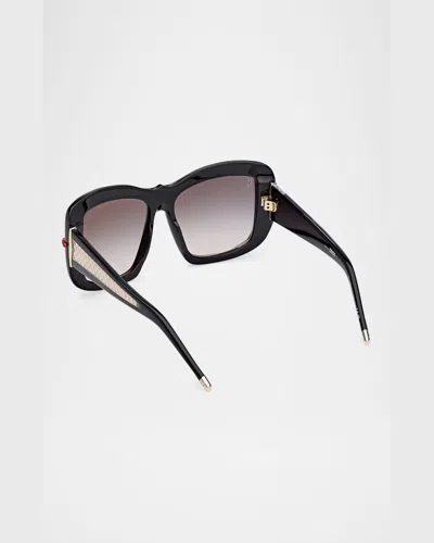 Christian Louboutin Square Acetate Sunglasses In Black