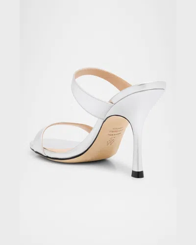 Stuart Weitzman Nudist Metallic Dual-band Slide Sandals In Silver