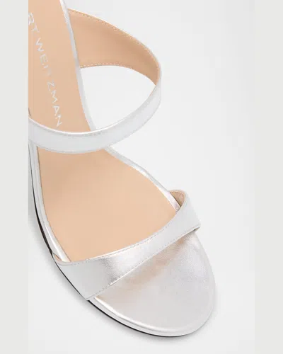 Stuart Weitzman Nudist Metallic Dual-band Slide Sandals In Silver