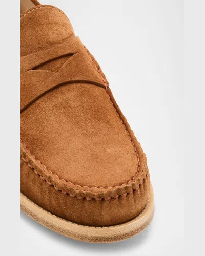 Stuart Weitzman Lottie Suede Penny Loafers In Doe