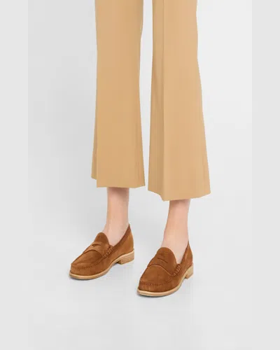 Stuart Weitzman Lottie Suede Penny Loafers In Doe