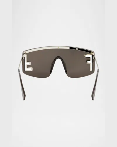 Fendi Sport Wrap Around Sunglasses In Gold Brown Mirror