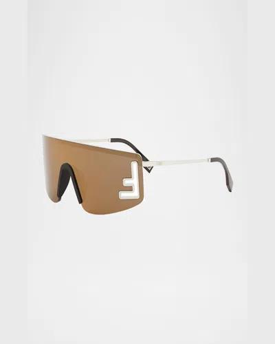 Fendi Sport Wrap Around Sunglasses In Gold Brown Mirror