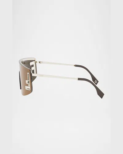 Fendi Sport Wrap Around Sunglasses In Gold Brown Mirror