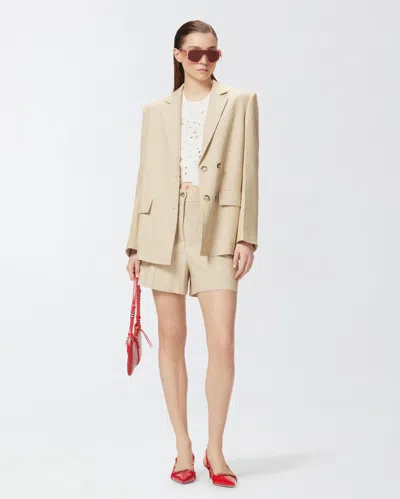 Pinko Crop Top With Openwork Embroidery And Crystals In White