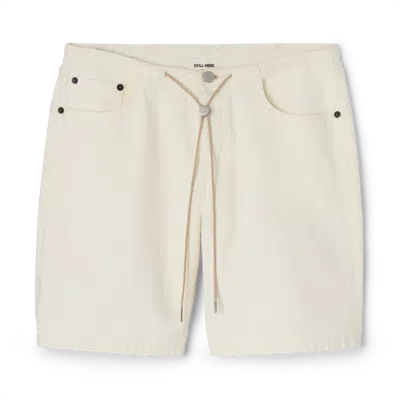 Still Here Drawstring Shorts In Milk