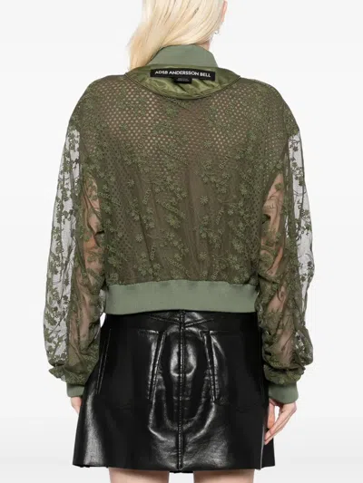 Andersson Bell Layered Logo Lace Short Bomber Jacket In 绿色