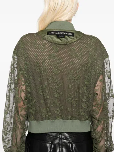 Andersson Bell Layered Logo Lace Short Bomber Jacket In 绿色