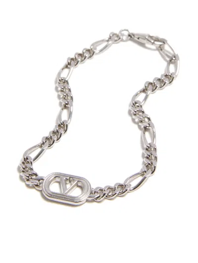 Valentino Garavani Oval Metal Chain Link Bracelet In Metallic