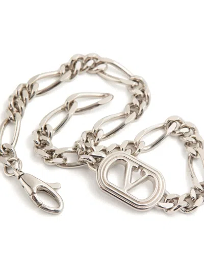 Valentino Garavani Oval Metal Chain Link Bracelet In Metallic
