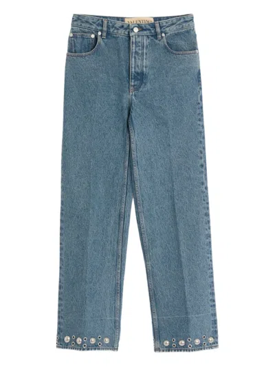 Valentino Five-pocket Denim Trousers Featuring Button Embellishments In 蓝色