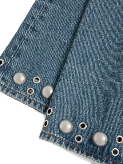 Valentino Five-pocket Denim Trousers Featuring Button Embellishments In 蓝色